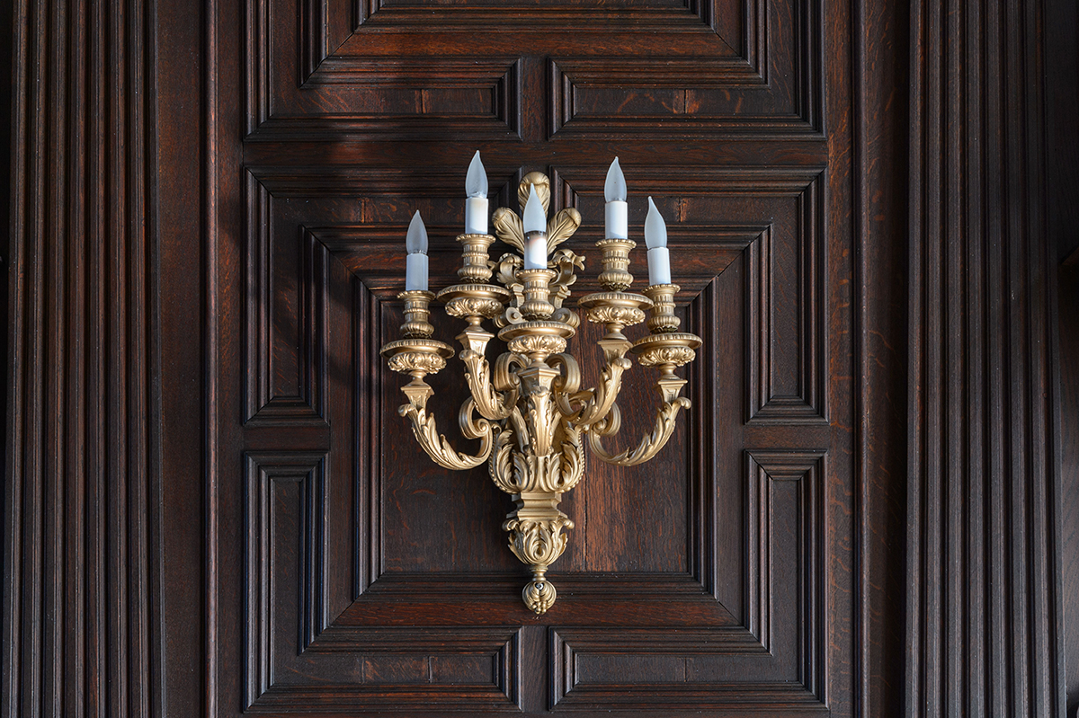 Sconce on the wall of Branford House